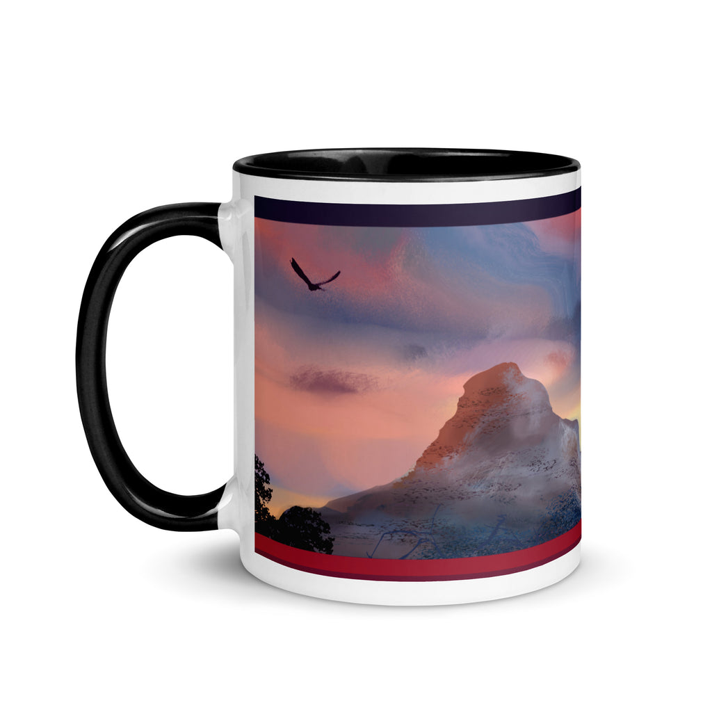 Premium White Ceramic - Deer at Sunset Mug - Black inside- Wildlife Nature Mug-11-oz-left