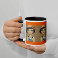 Premium White Ceramic - Black Inside- Flapper Chic Mug - Vintage 1920s Orange & Black - 11-oz left view