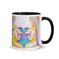 Premium White Ceramic -  Black Interior-Gemini Zodiac Rainbow Twins Mug - Celestial Astrology Ceramic Mug- Black Interior- 11-oz-right