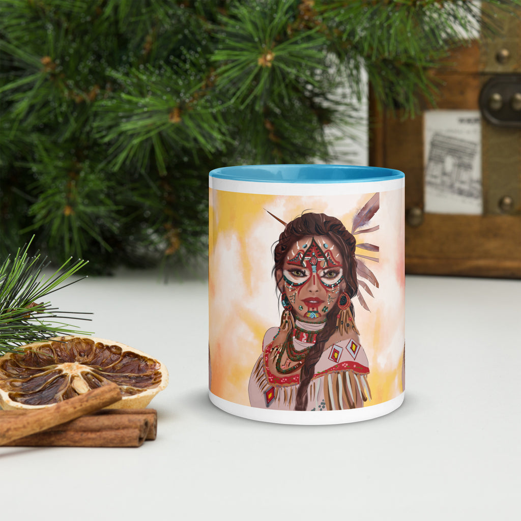 Native American Tribal Woman Mug - Indigenous Art Ceramic Mug-11-oz-front