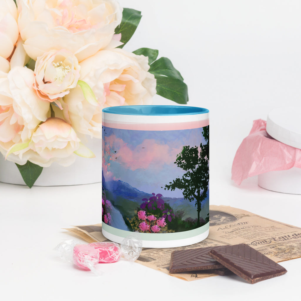 Premium White Ceramic -  Enchanted Castle at Twilight Mug - Blue Ceramic Fantasy Mug-11-oz-front