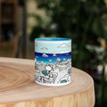 Premium White Ceramic -  Seaside Café Mug with Color Inside - Sky Blue - 11oz - front view