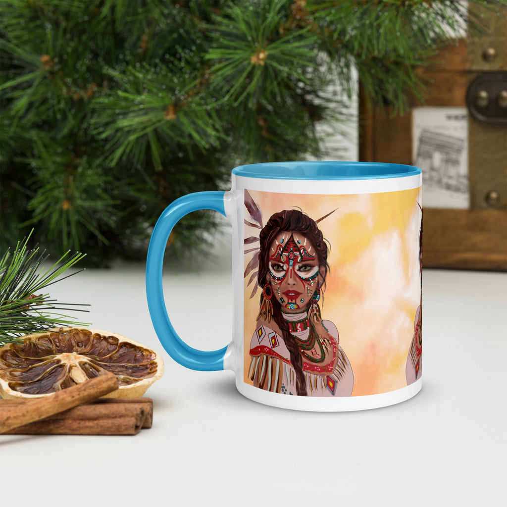 Native American Tribal Woman Mug - Indigenous Art Ceramic Mug-11-oz-left