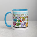 Premium White Ceramic - Mug Party Characters Mug - Blue Interior Cute Coffee Mug - 11 - oz - left