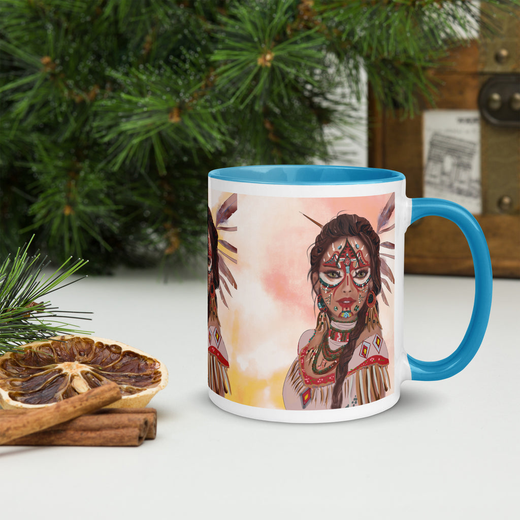 Native American Tribal Woman Mug - Indigenous Art Ceramic Mug-11-oz-right