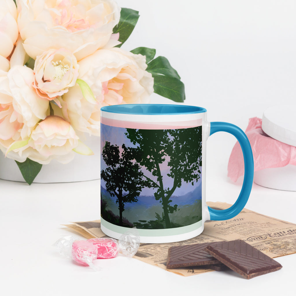 Premium White Ceramic -  Enchanted Castle at Twilight Mug - Blue Ceramic Fantasy Mug-11-oz-right