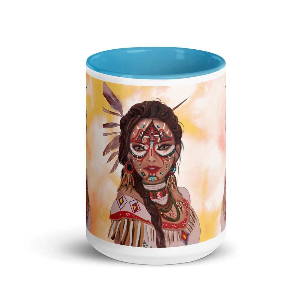 Native American Tribal Woman Mug - Indigenous Art Ceramic Mug-15-oz-front
