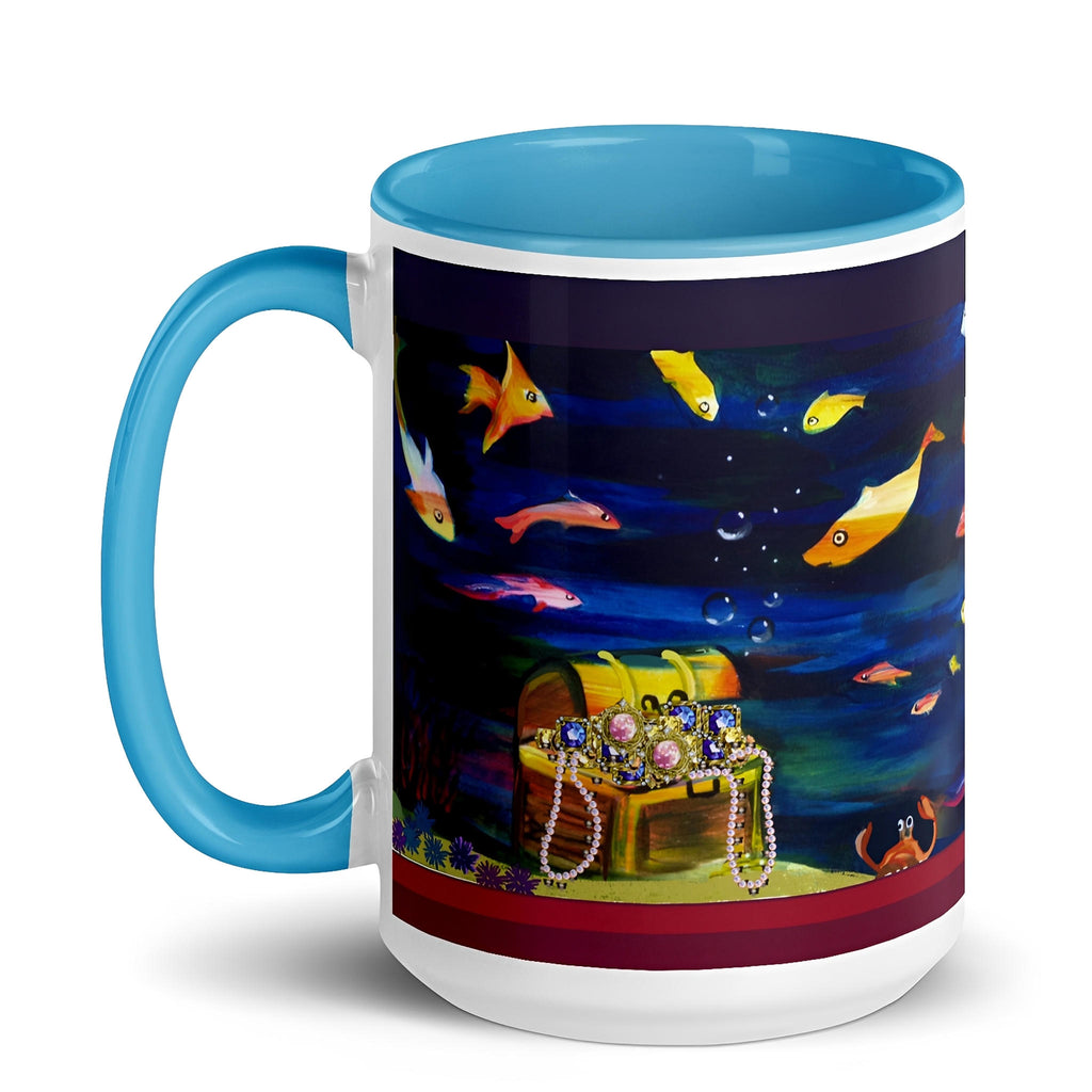 Ocean Treasure Mug - Tropical Fish & Underwater Scene -15- oz- left