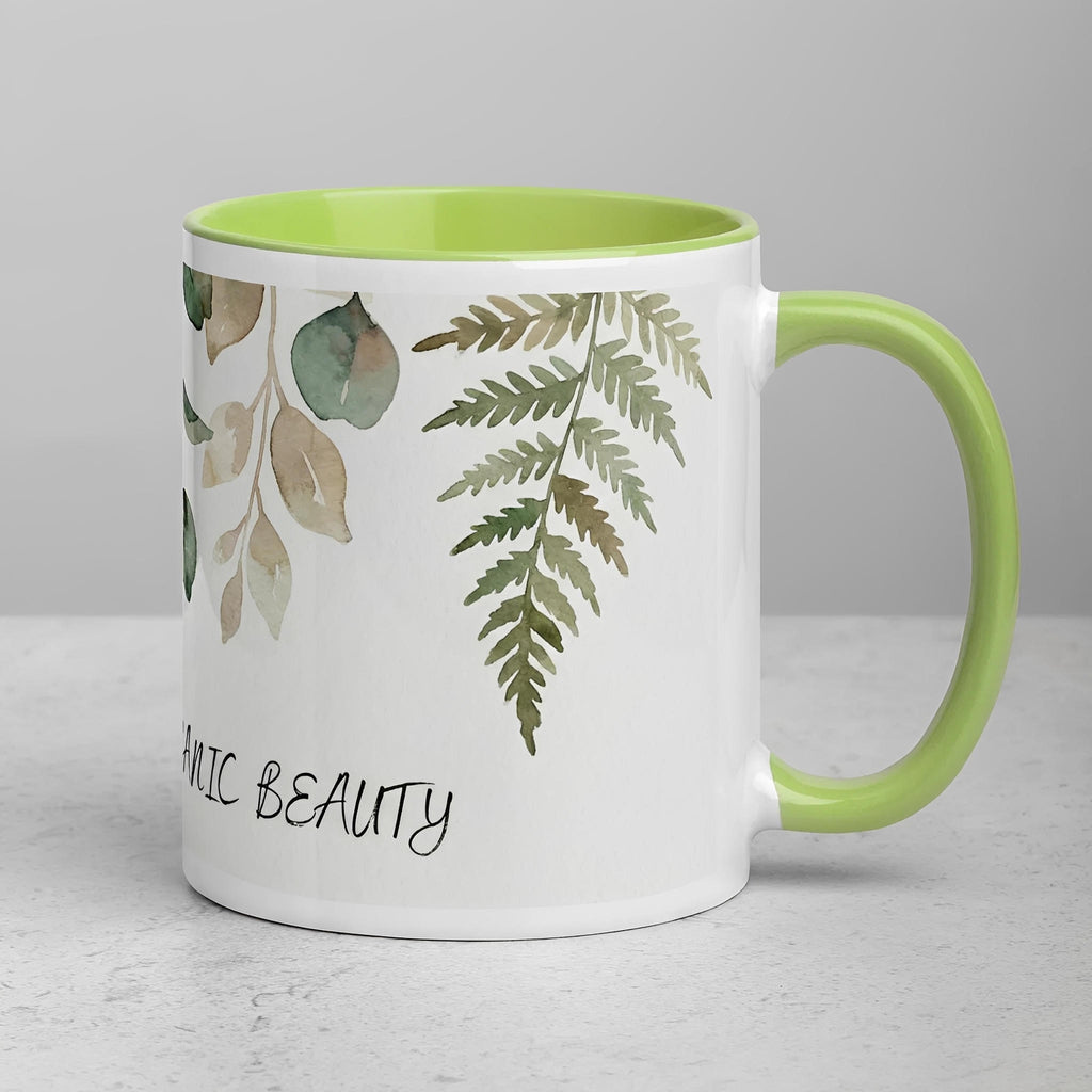 Botanical Leaves Ceramic Mug - Watercolor Design - Embracing Organic Beauty - 11oz- right view