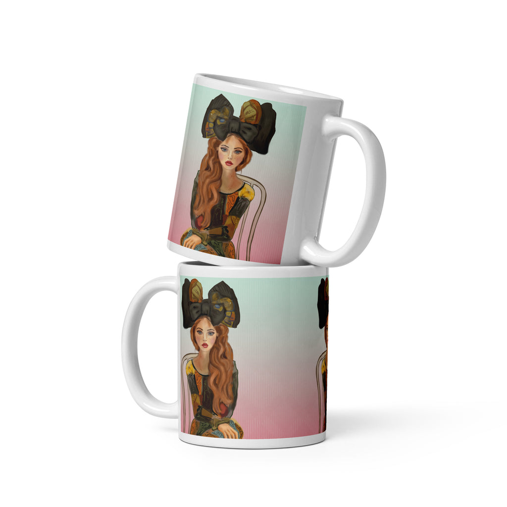 Art Nouveau Portrait Mug - Elegant Vintage Woman Ceramic Coffee Mug-11-oz-front