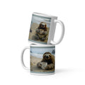 Premium white ceramic -Sloth Coffee mug with adorable sloth taking it easy at the beach holding his coffee mug "Don't Hurry be Happy" and "I'm not lazy just energy efficient" 11 oz