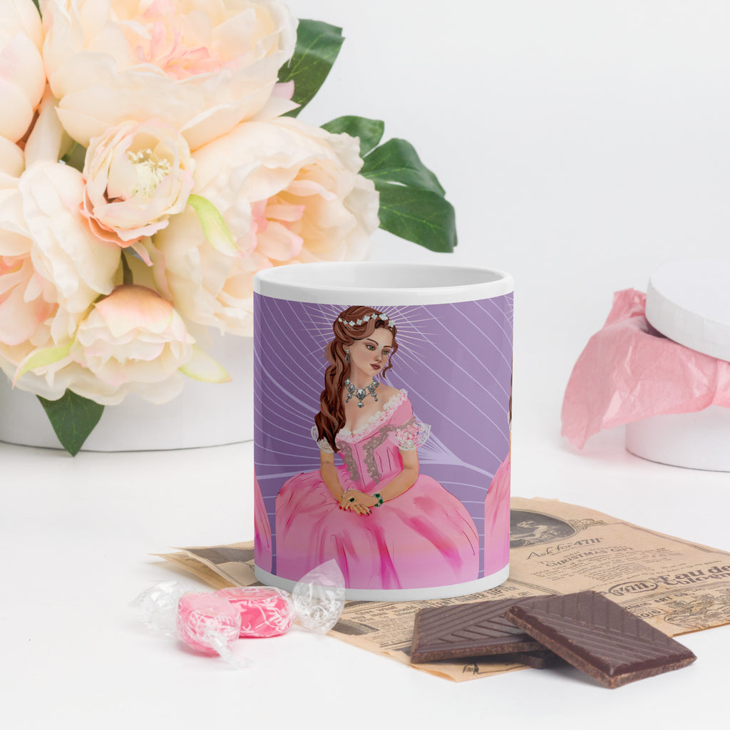 Premium White Ceramic - Princess Fantasy Art Mug - Elegant Pink Ball Gown Ceramic Coffee Mug -11-oz-front