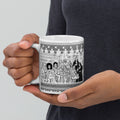 Premium glossy white ceramic - At the Monster Café - 13 monsters having coffee and mingling - 11 oz left view
