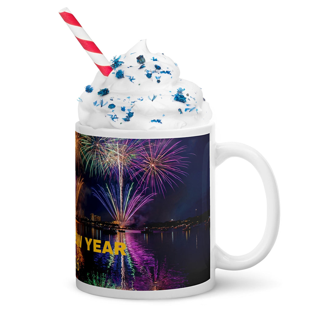 Fireworks New Year Ceramic Mug - Celebration Mug - 11oz- right view
