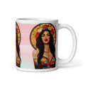 Sacred Flower Halo Woman Mug - Religious Icon Art White Ceramic Mug-11-oz-right