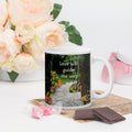 Premium white ceramic - Love will guide the way- customizable text- wedding gift- garden path design 11 oz right view