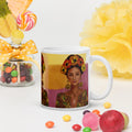 Premium white ceramic -Frida Kahlo Inspired Floral Crown Mug - Artistic Ceramic Coffee Mug- white-11-oz-right
