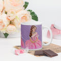 Premium White Ceramic - Princess Fantasy Art Mug - Elegant Pink Ball Gown Ceramic Coffee Mug -11-oz-right