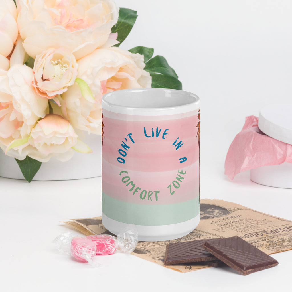 Vintage Woman with Panther Mug - Don't Live in a Comfort Zone Mug-15-oz-front