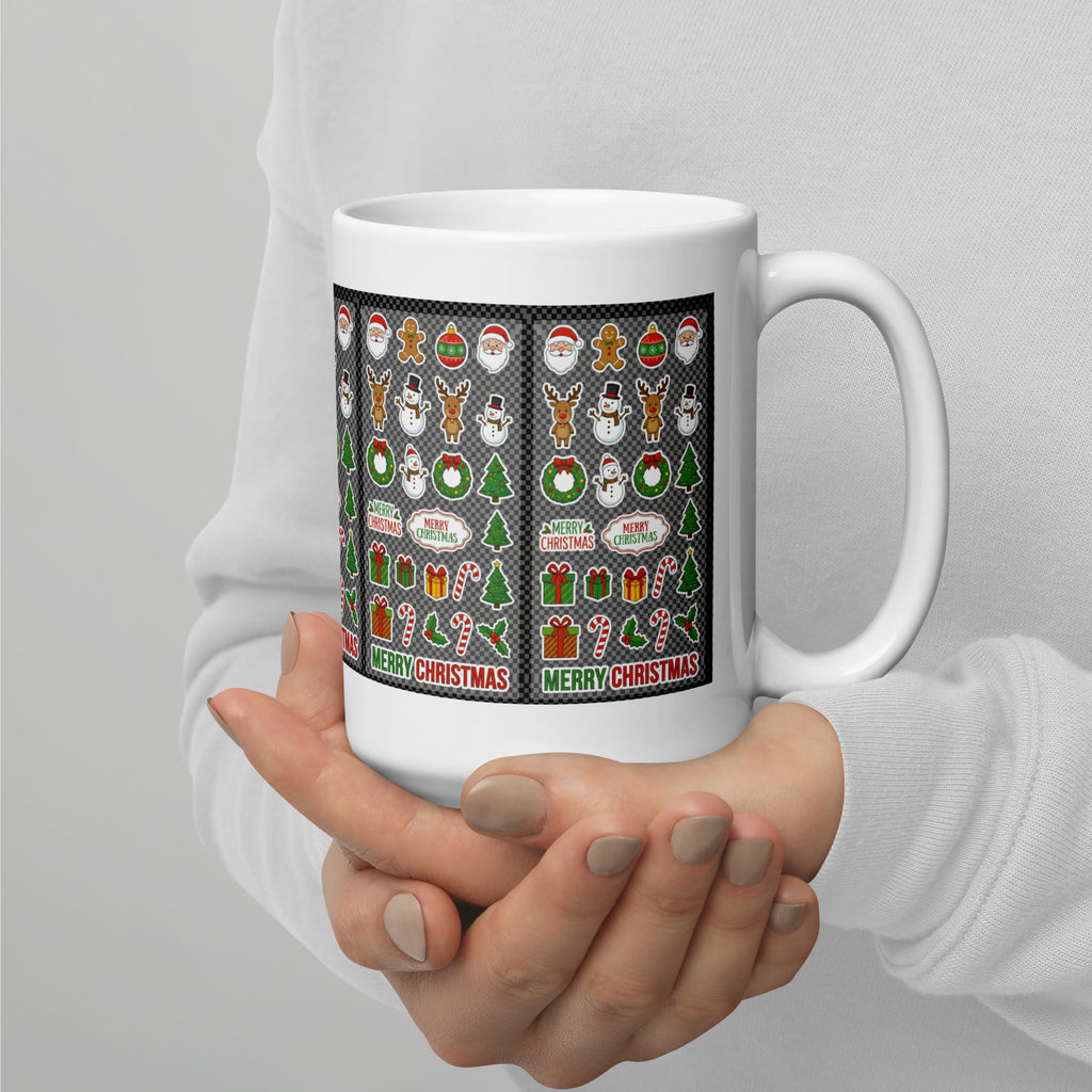 Christmas Ceramic Mug - Festive Holiday Sticker Design Ceramic Mug - right view