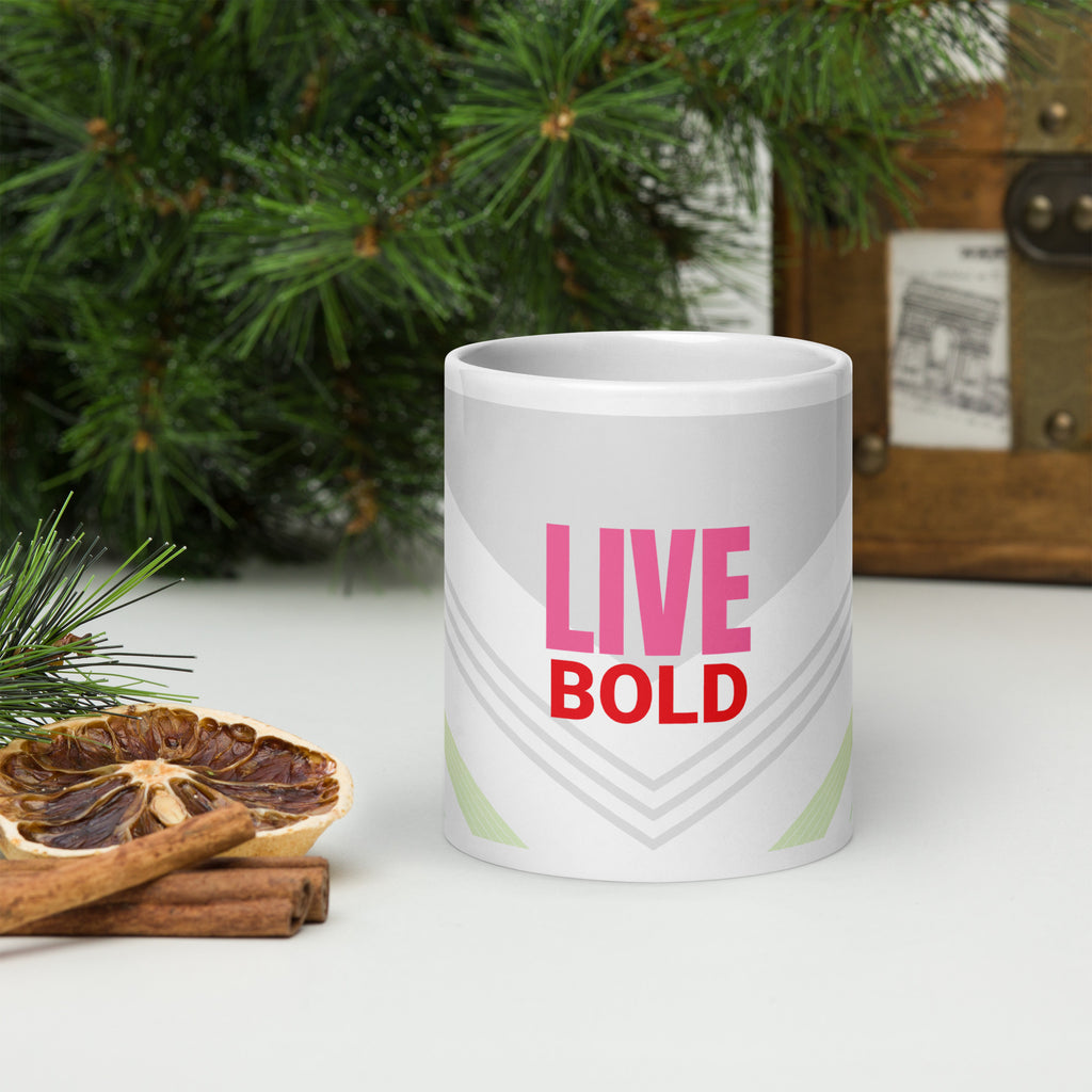 Bohemian Peacock Woman Mug - Live Bold White Ceramic Coffee Mug-20-oz-front