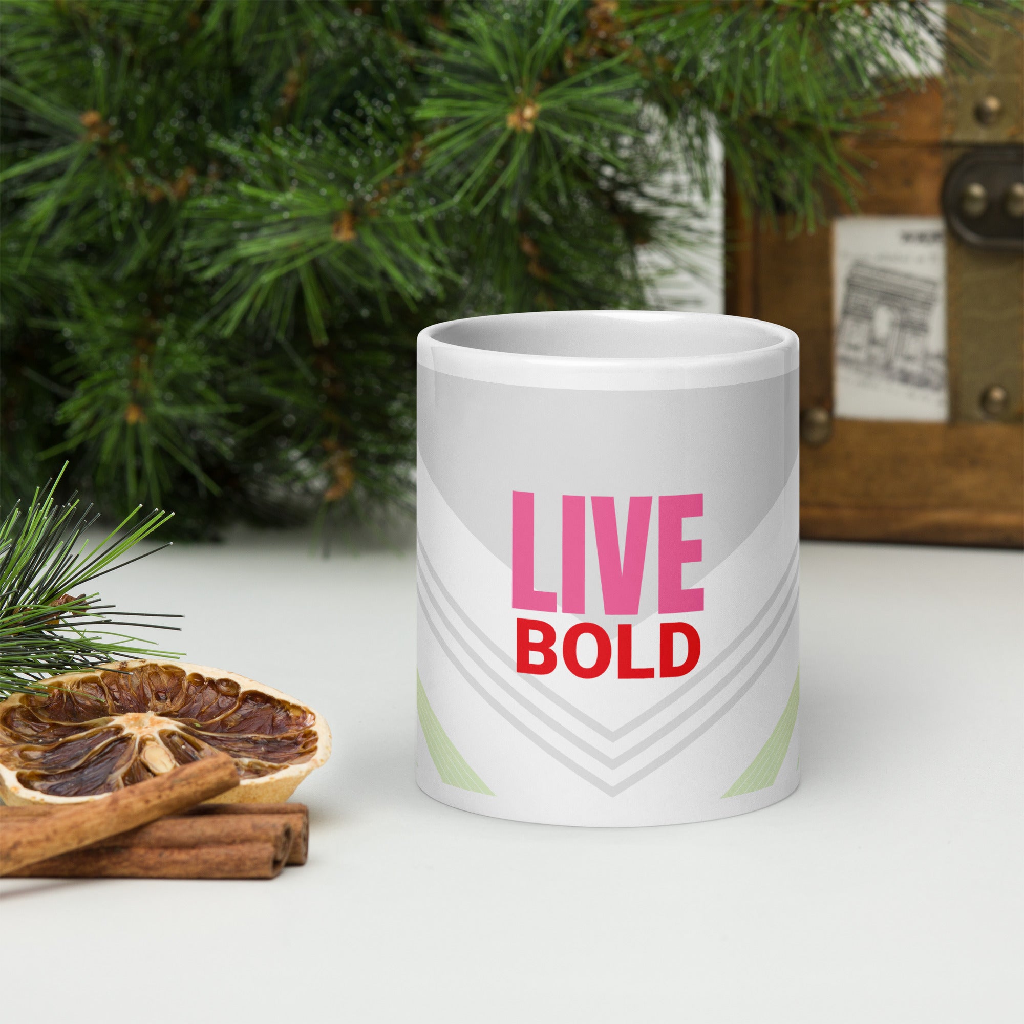 Bohemian Peacock Woman Mug - Live Bold White Ceramic Coffee Mug-20-oz-front