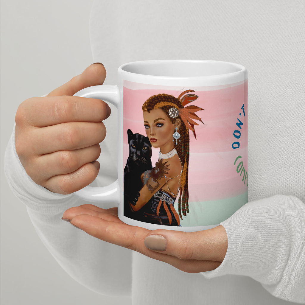 Vintage Woman with Panther Mug - Don't Live in a Comfort Zone Mug-20-oz-left