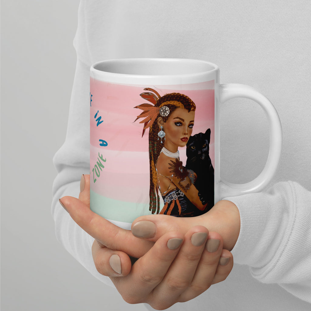 Vintage Woman with Panther Mug - Don't Live in a Comfort Zone Mug-20-oz-right