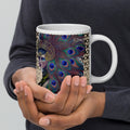 Premium white ceramic - Peacock Queen mug - 20 oz - right view